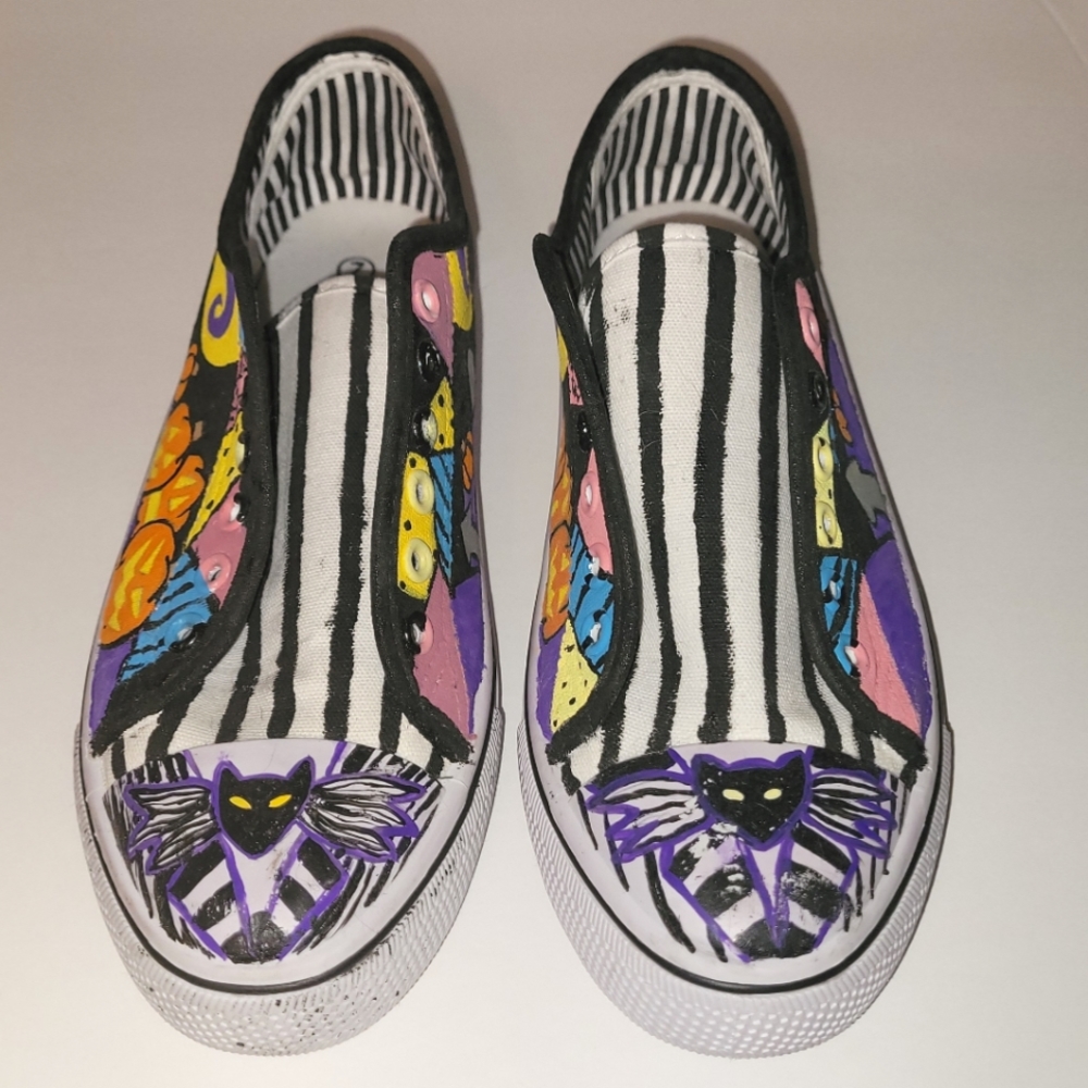 Used Custom-Painted Canvas Shoes size 7 Nightmare Before Christmas